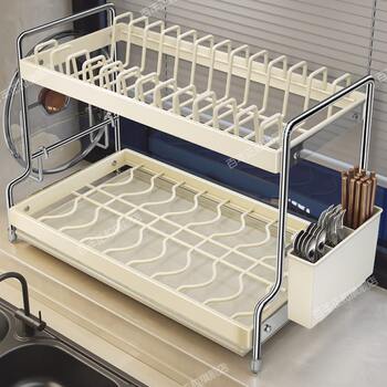 Kitchen dish drain rack household countertop multi-function cupboard storage rack chopstick box bowl storage rack