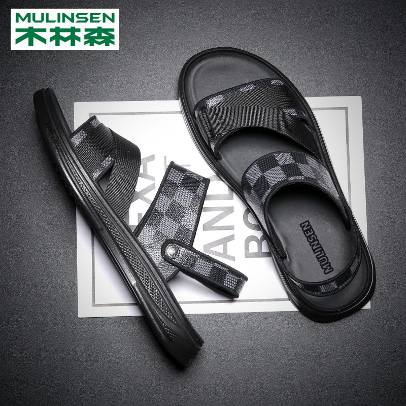 Wood Linson Sandals Sandals Men's Soft Bottom Open Car Outside Wearing Summer Men Slippers Breathable Deodorant Light Dual-use Beach Shoes