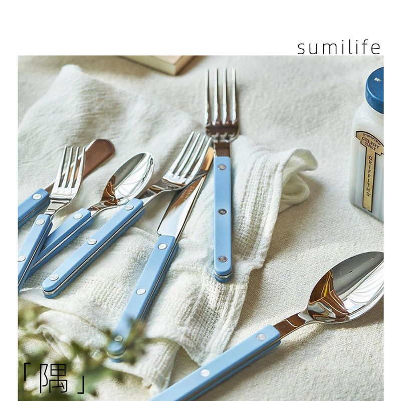 French Saber Paris Bistro Sky Blue ins Stylish and Beautiful Western Cutlery Steak Knife Stainless Steel Spoon French Saber Paris Bistro Sky Blue ins Stylish and Beautiful Western Cutlery Steak Knife Stainless Steel Spoon