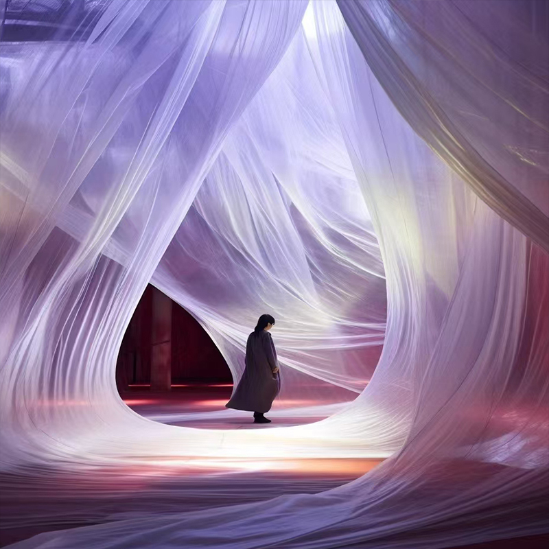 Liquid Water-Gloss Gauze, Soft See-Through Mesh, High-Gloss Fabric, Wedding Stage Background, Flowing Gauze Curtain, Ceiling Decoration Fabric