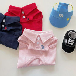 Fashionable Solid Color Polo Shirt for Small Dogs, Thin Breathable T-Shirt, Cat Vest, Teddy Two-Legged Clothing, Pet Apparel