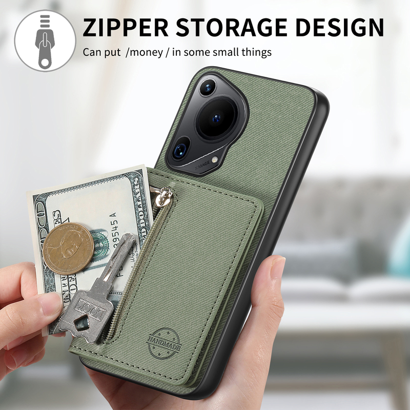 Zipper Magnetic Card Holder Suitable for Huawei Mate80Promax Phone Case, Mate70Pro+ Multi-Card Slot, Mate60 Coin Purse, Mate80 Full Protection Anti-Drop, Mate70 Simple Niche Case