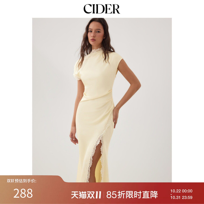Cider New Autumn Satin Lace Slit Fishtail Long Dress 115399036 Cider New Autumn Satin Lace Slit Fishtail Long Dress 115399036