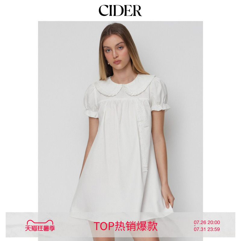 Cider Graduation Season Outfit Peter Pan Collar Puff Sleeve Lace Trim Mini Dress 115340345 Cider Graduation Season Outfit Peter Pan Collar Puff Sleeve Lace Trim Mini Dress 115340345