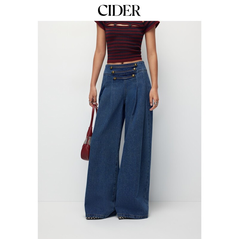 Cider2026 Autumn New Denim Low-Waist Button Wide-Leg Pants 115476526 Cider2026 Autumn New Denim Low-Waist Button Wide-Leg Pants 115476526