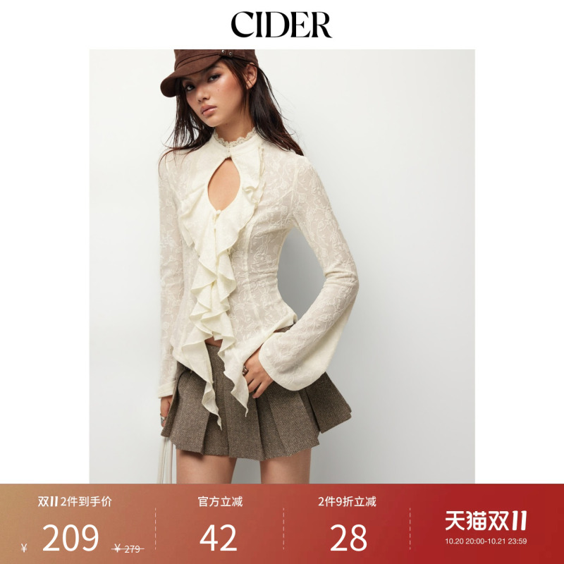 Cider2026 Autumn New Lace Ruffle Hollow Long Sleeve Top 115585722 Cider2026 Autumn New Lace Ruffle Hollow Long Sleeve Top 115585722