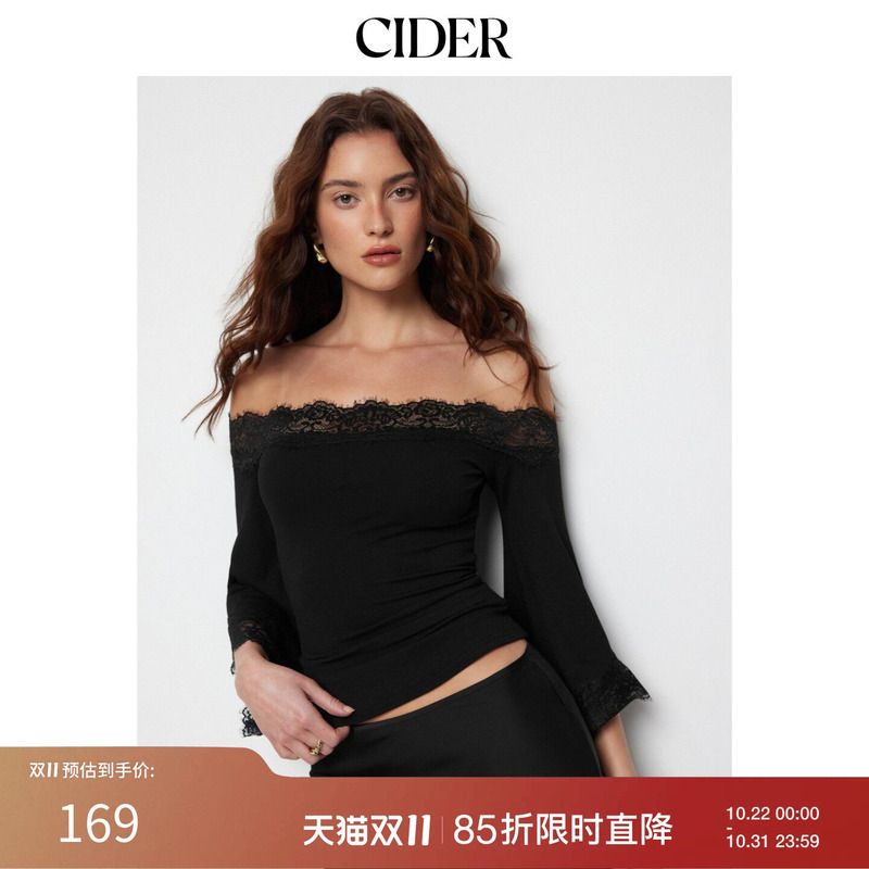 Cider2026 Early Autumn Outfit Lace Off-Shoulder Bell-Sleeve Short Top 115247992 Cider2026 Early Autumn Outfit Lace Off-Shoulder Bell-Sleeve Short Top 115247992