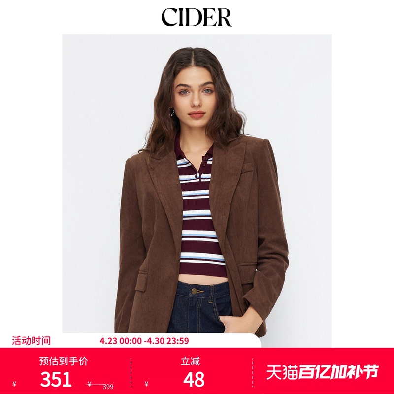 Cider Corduroy Lapel Long-Sleeved Blazer 114866525