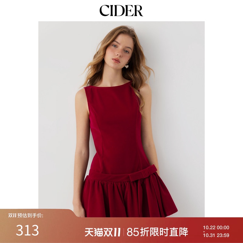 Cider Velvet Boat Neck Ruffled Bow Mini Dress 115069851