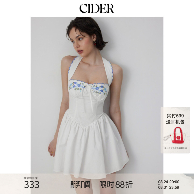 Cider2026 Summer New Floral Halter Neck Short-Sleeved Embroidered Bow Mini Dress 115530499 Cider2026 Summer New Floral Halter Neck Short-Sleeved Embroidered Bow Mini Dress 115530499