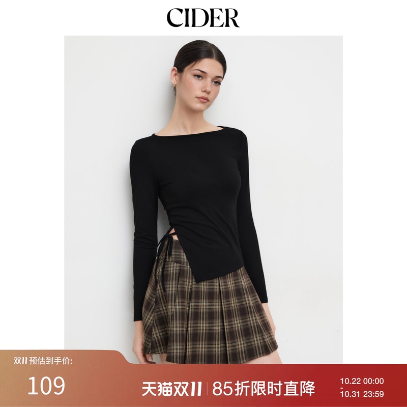 Cider Spring and Autumn New Women's Color-Blocked Long-Sleeve Boat Neck T-Shirt 113414714 Cider Spring and Autumn New Women's Color-Blocked Long-Sleeve Boat Neck T-Shirt 113414714