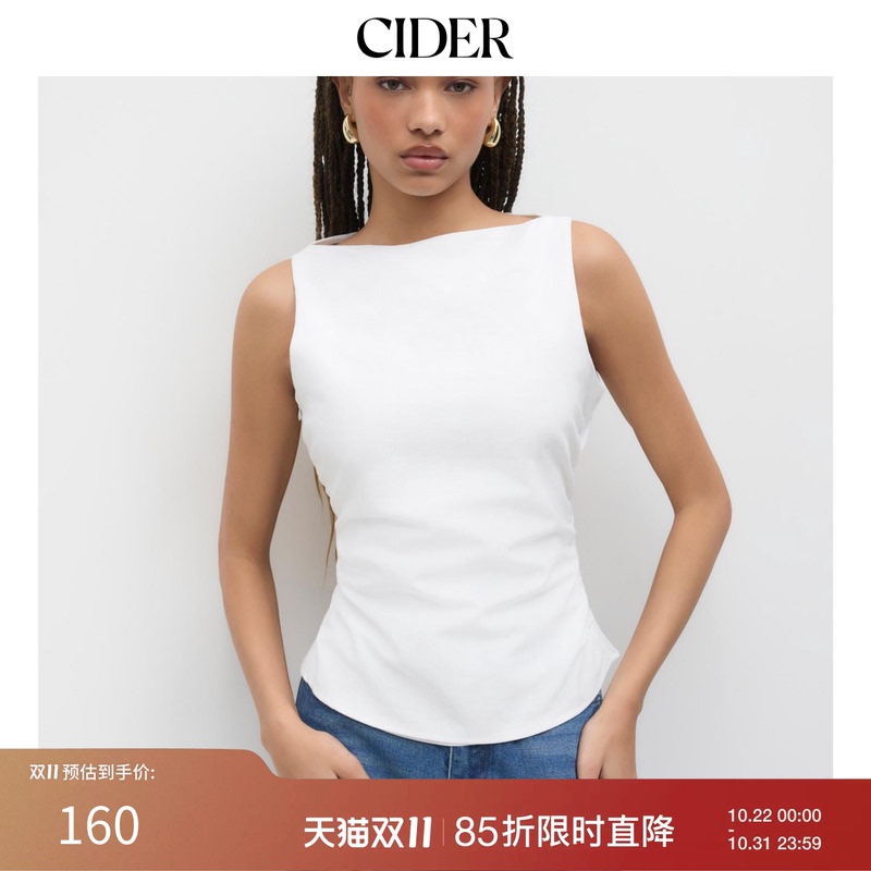 [Celebrity Style] Cider Camisole with Linen Bow Boat Neck Top 111413763