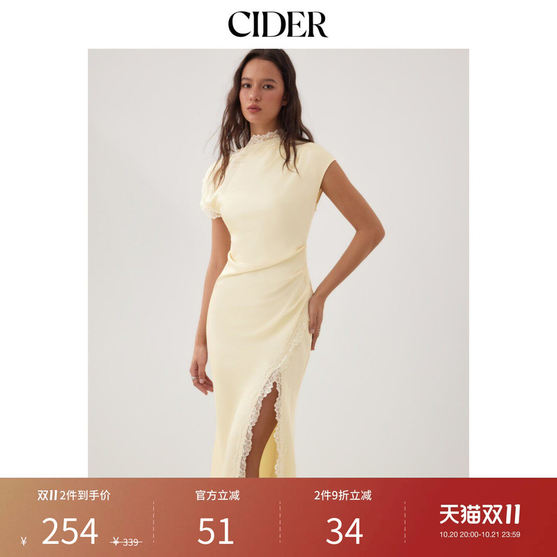 Cider New Autumn Satin Lace Slit Fishtail Long Dress 115399036 Cider New Autumn Satin Lace Slit Fishtail Long Dress 115399036