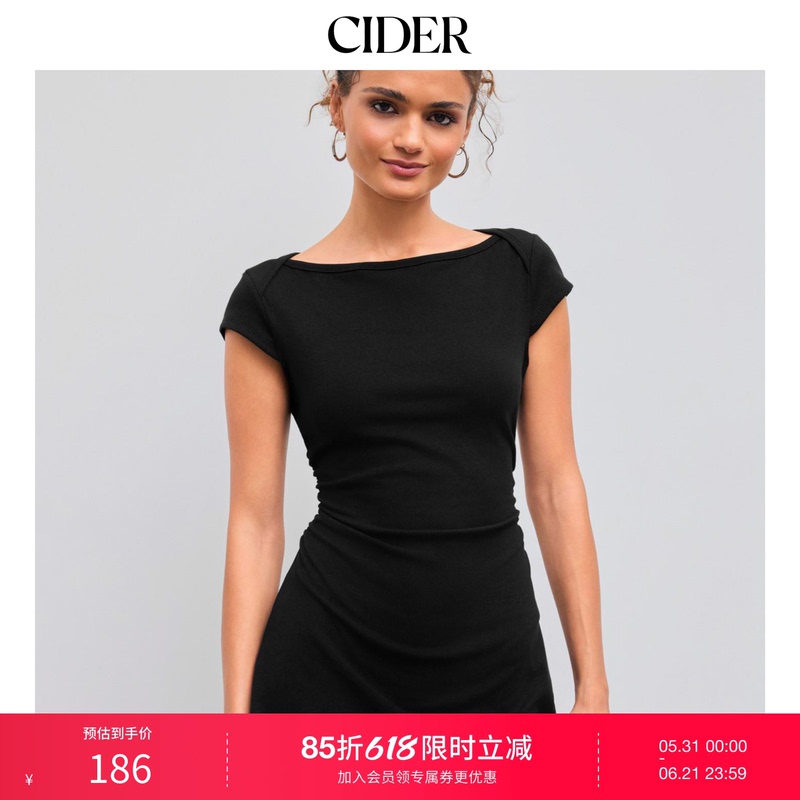 Ciderchic Style Summer New Women's Cotton Pleated Mini Dress 111060930