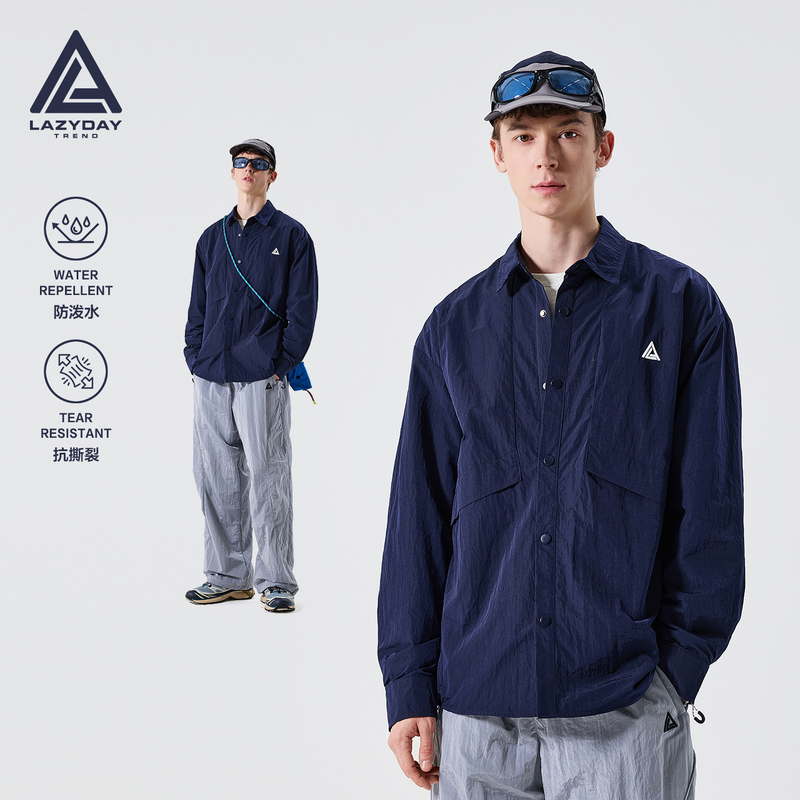 Lazy Day Outdoor Three-Proof Water-Repellent and Wear-Resistant Long-Sleeved Shirt for Men in Autum Loose Moisture-Absorbent and Quick-Drying Work Shirt