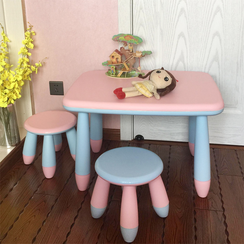 Thickened non-slip children's tables and chairs, kindergarten tables and chairs, baby learning tables and chairs, colorful plastic game tables, painting tables