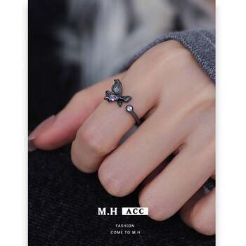 Dark butterfly open ring women's unique personality simple light luxury new niche design index finger ring