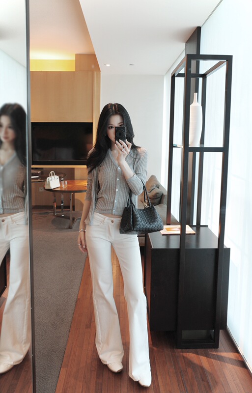Shiyueqi New Model "Zodiac White Ox" Low-Waist Leg-Shaping Cotton White Straight-Leg Flared Slimming Jeans for Women Shiyueqi New Model "Zodiac White Ox" Low-Waist Leg-Shaping Cotton White Straight-Leg Flared Slimming Jeans for Women