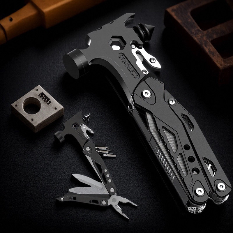German Outdoor Safety Hammer, Multi-Functional Window-Breaking Hammer, Multi-Functional Hammer Pliers, Vehicle-Mounted Emergency Multi-Functional Cone-Shaped Emergency Hammer
