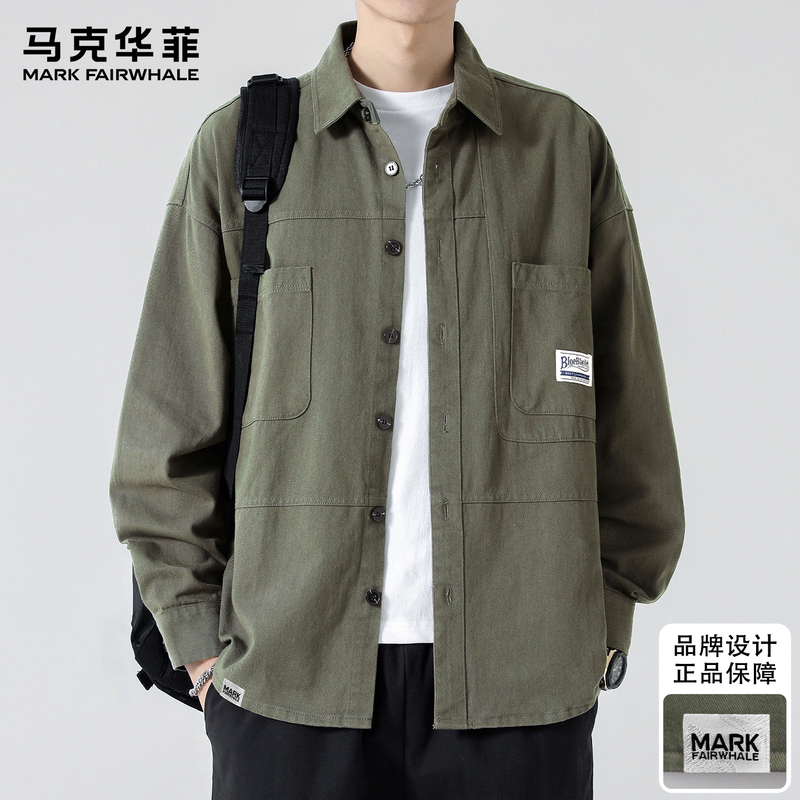 Mark Fairwhale 2026 Autumn Loose Casual Long Sleeve Shirt Men's American High-End Trendy Brand Shirt Workwear Jacket