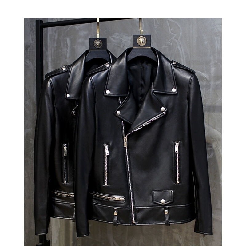Haining Special Price Leather Jacket Fashion Spring and Autumn 2025 New Women's Short Black Biker Leather Jacket with Turn-Down Collar Haining Special Price Leather Jacket Fashion Spring and Autumn 2025 New Women's Short Black Biker Leather Jacket with Turn-Down Collar