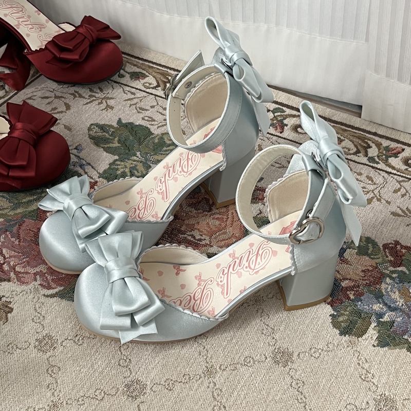 In Stock: Ballet Ode - Pink Bear Original Ballet Style Satin Sandals Lolita