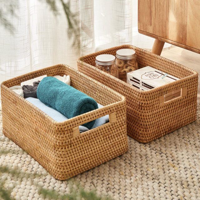 Vietnamese rattan storage basket desktop woven storage box living room remote control key snack storage basket storage basket