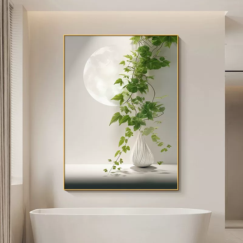 [小清新绿植厕所挂画现代简约月球客厅装I饰画高档酒店走廊过道壁]