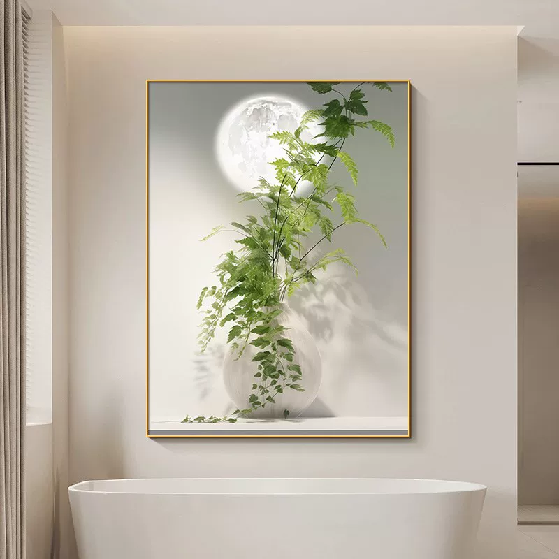 [小清新绿植厕所挂画现代简约月球客厅装I饰画高档酒店走廊过道壁]