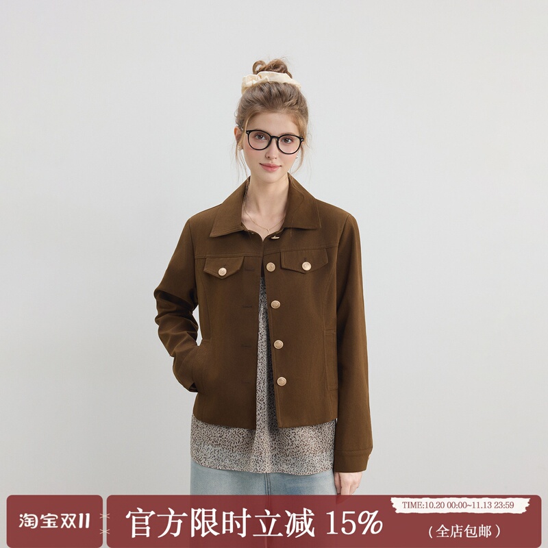 Bzxo Retro American-Style Suede Jacket for Women, Spring and Autumn 2026 New Style, Loose, Slimming, Casual, Versatile Short Jacket