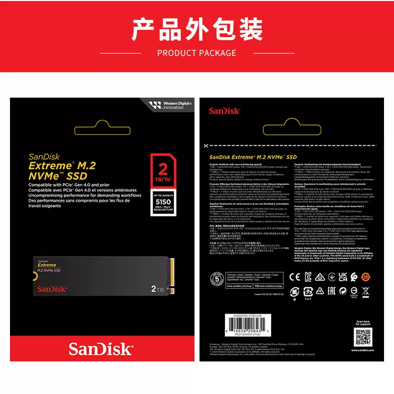 SanDisk PCIe твердотельный диск m.2 500g 2t 1t настольный ноутбук установленная игровая ssd