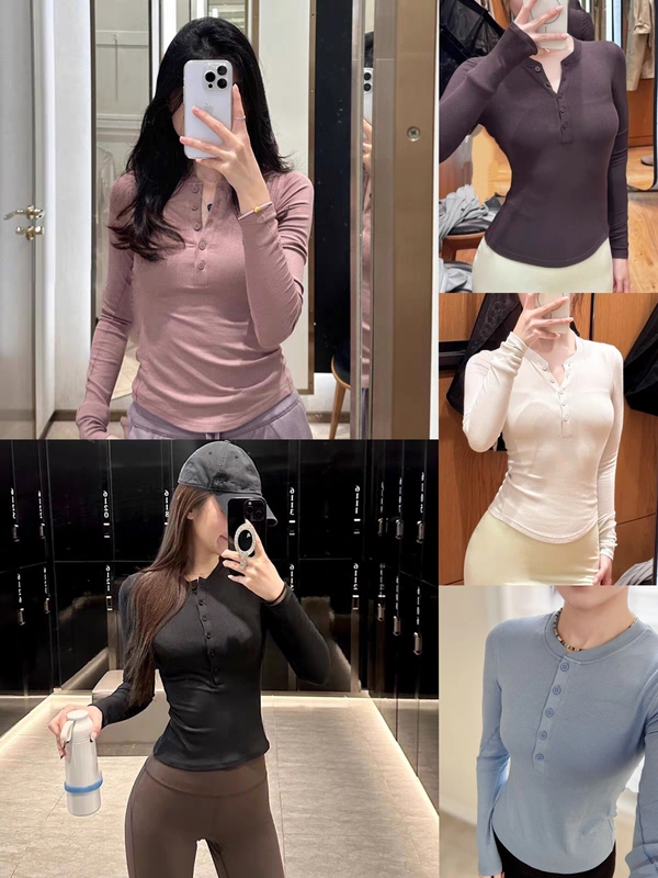 Super Gentle Twilight Rose Hold Ribbed Henry Long-Sleeve Top, Super Stretchy and Super Slimming. Those Who Understand Know