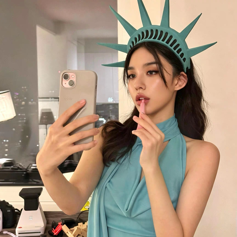 American Statue of Liberty Cosplay Costume Dress Halloween Women's Sexy Blue Long Dress Outfit