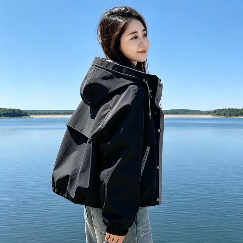 Outdoor Casual Style Hooded Autumn Jacket for Women 2026 New Women's Casual Jacket Petite Versatile Windbreaker Outdoor Casual Style Hooded Autumn Jacket for Women 2026 New Women's Casual Jacket Petite Versatile Windbreaker