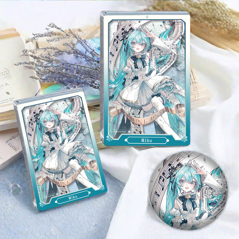 Hatsune Miku Merchandise Quicksand Mahjong Badge Exquisite Acrylic Card Brick Gift Ornament