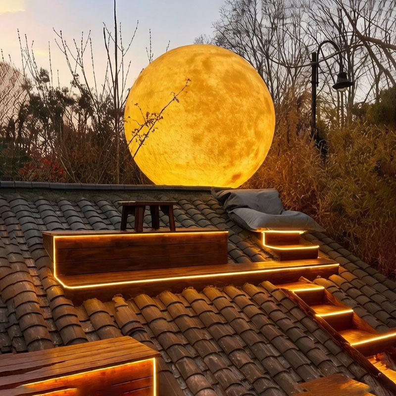 Outdoor Tile Landscape Creative Design Moon Floor Lamp Waterproof Garden Courtyard Lawn Balcony Moon Atmosphere Light