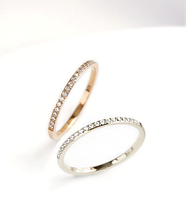Hàn Quốc nhập rất đơn giản hàng nhẫn kim cương bằng vàng 18K thép titan kim cương màu vàng ngón trỏ nhẫn cầu hôn
