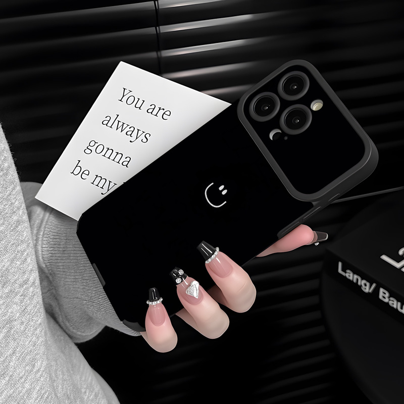 Suitable for Apple 18 Pro Max/Iphone 17 Pro Phone Case, 16 Anti-Drop, 15 New Model, 14 Premium, 13 Full Coverage, 12 Large Window Protective Case, XS Max, Unisex Trendy Black Background Smiley Face Suitable for Apple 18 Pro Max/Iphone 17 Pro Phone Case, 16 Anti-Drop, 15 New Model, 14 Premium, 13 Full Coverage, 12 Large Window Protective Case, XS Max, Unisex Trendy Black Background Smiley Face