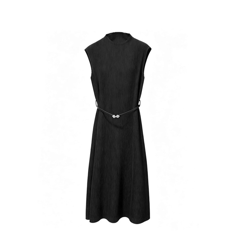 Summer New Style Pleated Long Dress with Belt, Fashionable, Slimming, Casual, Age-Reducing, Versatile for Everyday Wear Summer New Style Pleated Long Dress with Belt, Fashionable, Slimming, Casual, Age-Reducing, Versatile for Everyday Wear