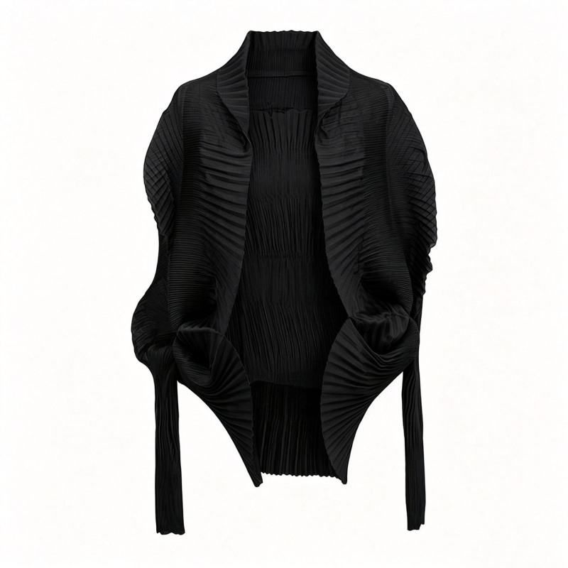 Summer Thin Fashion Casual Shell Jacket with a Lazy Style and Unique Design, Miyake-Style Cardigan