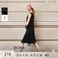 BCBG elegant, fashionable and sophisticated classic sleeveless acetate round neck sleeveless little black dress A-line dress summer style