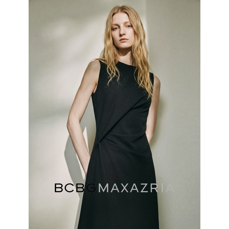 Bcbg Three-Dimensional Cut Pleated Slimming Sleeveless Dress for Women 2026 New Style Bcbg Three-Dimensional Cut Pleated Slimming Sleeveless Dress for Women 2026 New Style