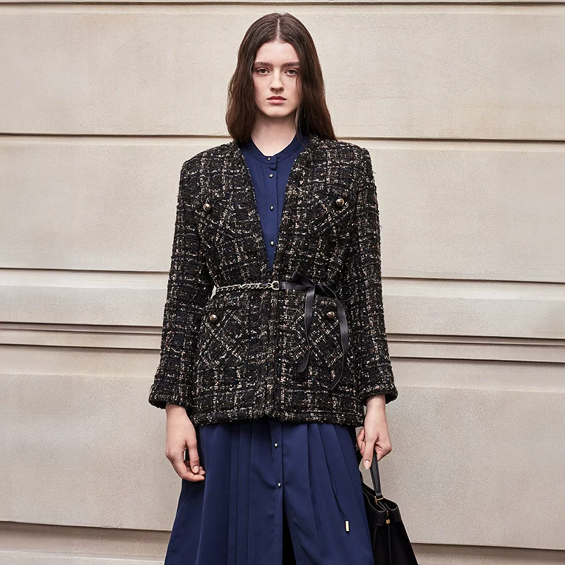 Демисезонная модная универсальная куртка, комплект, пальто, стиль Chanel