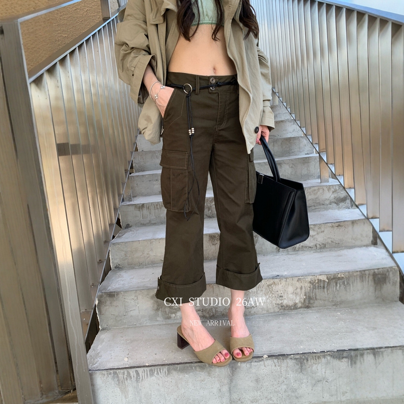 Cxi-Authentic 2026 Autumn New Design Retro Workwear Flared Cropped Pants for Women, Versatile Slimming Casual Pants Cxi-Authentic 2026 Autumn New Design Retro Workwear Flared Cropped Pants for Women, Versatile Slimming Casual Pants