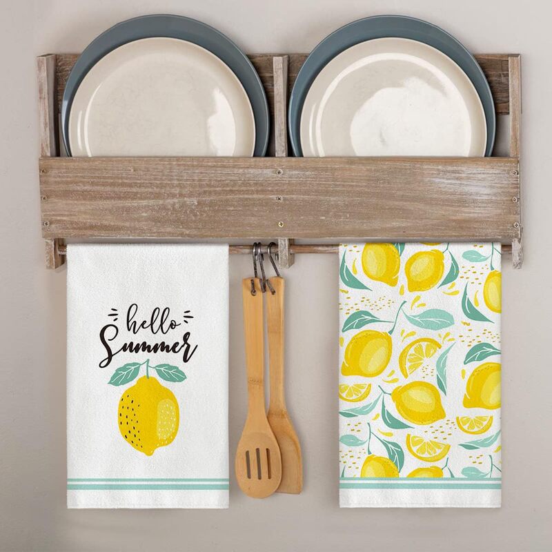 Cross-Border Amazon Best-Selling Lemon-Printed Kitchen Towel, Absorbent Dishwashing Cloth, Microfiber Oil-Removing Tea Towel