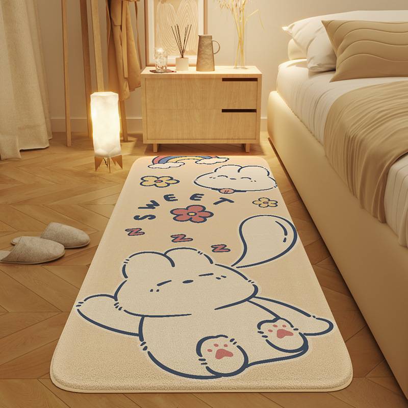 Cartoon animal imitation cashmere carpet cloakroom non-slip wear-resistant blanket can sit and lie on bedside blanket bedroom bedside blanket
