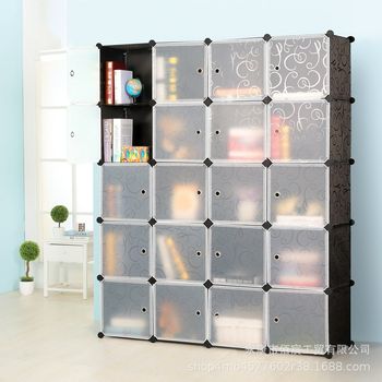 Simple bookcase storage assembly bookcase plastic wardrobe storage cabinet storage rack assembly cabinet convenient and free assembly