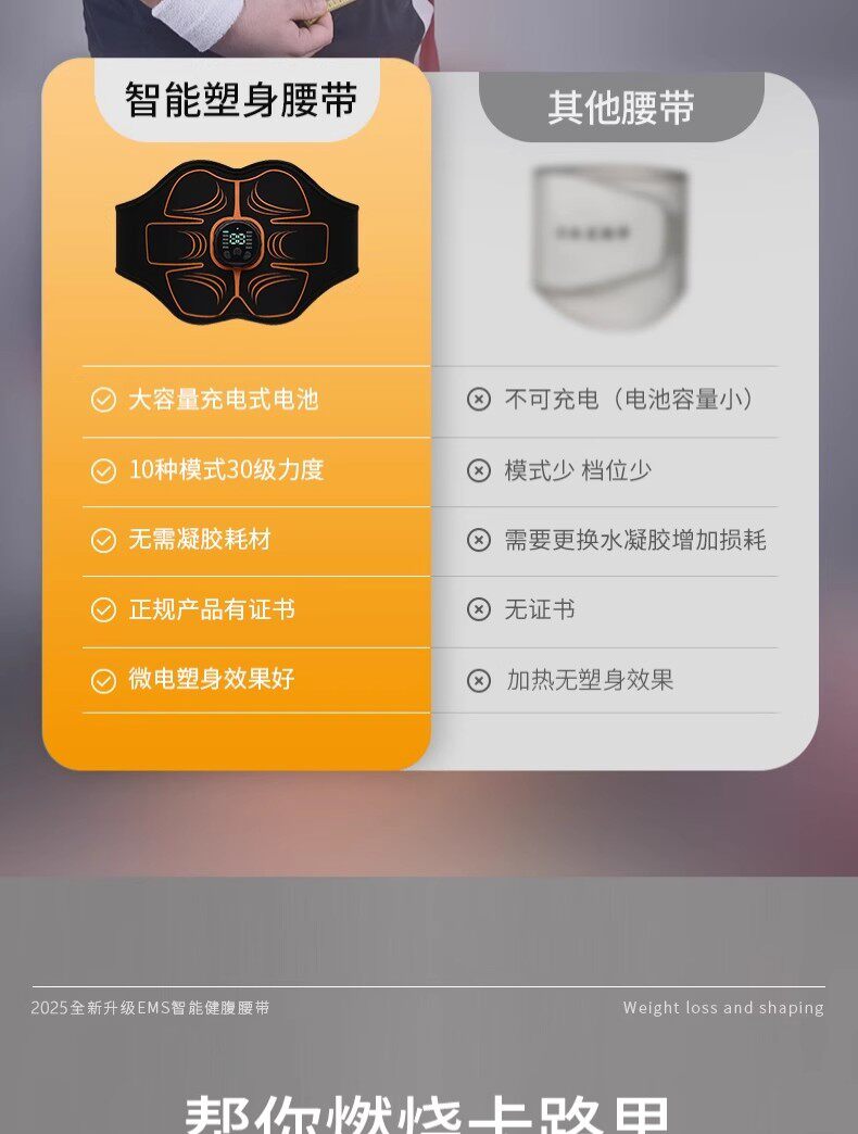 ems微电流穿戴健身仪 练肚子神器收腹燃脂腰带男女士练肚子大肚腩练腹肌训练器官方正品 Hesderlba