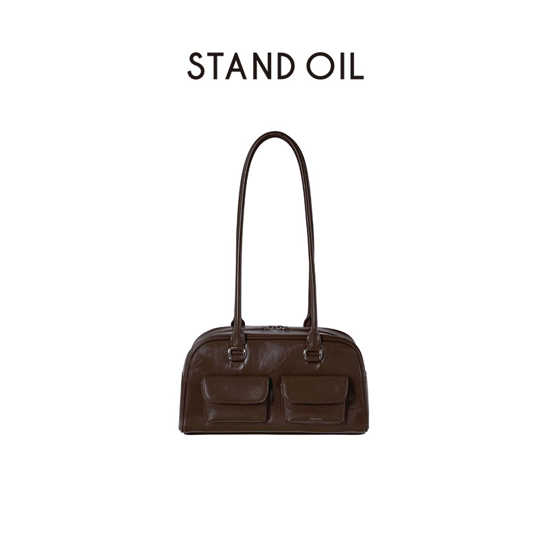 雲鎮葉樹花の同じボウリングバッグ、韓国のスタンドオイルチャビーレトロボストン脇下女性用バッグ