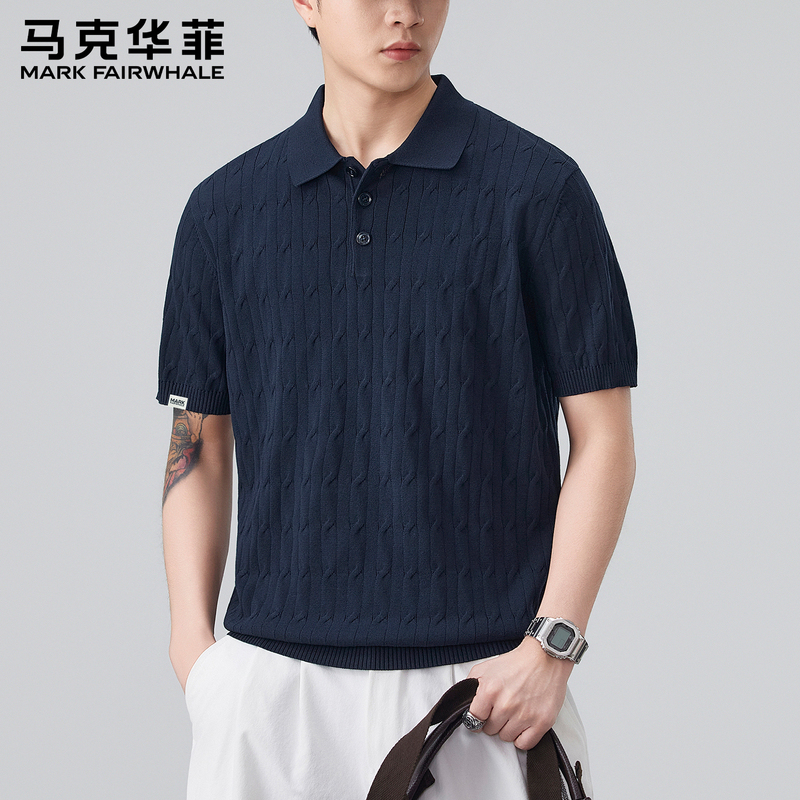 Mark Hua Fei 2026 Spring/Summer New Short-Sleeve Polo Shirt Men's Business Style Turn-Down Collar Knitted T-Shirt Casual Versatile